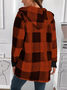 Women Spring/Fall Outerwear Vintage Split Joint Plaid Long Sleeve Hooded Jacket
