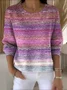 Women Cotton Ombre Long Sleeve Comfy Vintage Sweater
