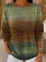 Women Imitation Cashmere Striped Long Sleeve Comfy Vintage Sweater