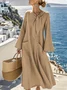 Women Plain Spring/Fall Split Joint Dress Crew Neck Long Sleeve Tank A-Line Dress