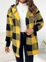 Women Spring/Fall Outerwear Vintage Split Joint Plaid Long Sleeve Hooded Jacket