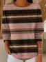 Women Imitation Cashmere Striped Long Sleeve Comfy Vintage Sweater