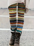 Women Abstract Stripes Casual All Season Printing Long Leggings