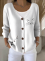 Women Cotton Animal Long Sleeve Comfy Casual Cardigan