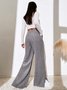 Women Plain Long Elastic Waist Pants Casual Spring/Fall Trousers