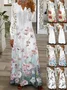 Women Floral Spring/Fall Printing Dress V Neck Long Sleeve T-Shirt Dress A-Line Dress
