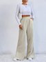 Women Plain Long Elastic Waist Pants Casual Spring/Fall Trousers
