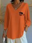 Vintage Halloween (pumpkin) V Neck Three Quarter Sleeve T-shirt