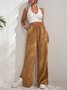 Women Plain Long Elastic Waist Pants Casual Spring/Fall Trousers
