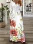 Women Floral Spring/Fall Printing Dress V Neck Long Sleeve T-Shirt Dress A-Line Dress