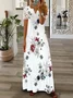 Women Floral Spring/Fall Printing Dress V Neck Long Sleeve T-Shirt Dress A-Line Dress