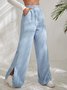 Women Plain Long Elastic Waist Pants Casual Spring/Fall Trousers