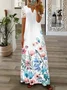 Women Floral Spring/Fall Printing Dress V Neck Long Sleeve T-Shirt Dress A-Line Dress