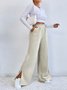 Women Plain Long Elastic Waist Pants Casual Spring/Fall Trousers