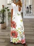 Women Floral Spring/Fall Printing Dress V Neck Long Sleeve T-Shirt Dress A-Line Dress