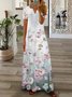 Women Floral Spring/Fall Printing Dress V Neck Long Sleeve T-Shirt Dress A-Line Dress