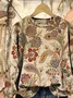 Casual Crew Neck Floral Sweatshirt Printing
