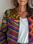 Women Abstract Long Sleeve Comfy Vintage Printing Cardigan