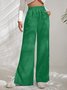 Women Plain Long Elastic Waist Pants Casual Spring/Fall Trousers