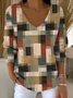 Women Cotton Geometric Long Sleeve Comfy Casual Sweater