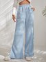 Women Plain Long Elastic Waist Pants Casual Spring/Fall Trousers