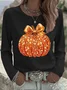 Casual Halloween (pumpkin) Crew Neck Long Sleeve T-shirt