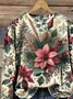 Casual Crew Neck Floral Sweatshirt Printing