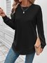 Vintage Crew Neck Plain Sweatshirt Jacquard
