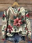 Casual Crew Neck Floral Sweatshirt Printing