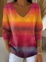 Women Cotton Ombre Long Sleeve Comfy Casual Sweater