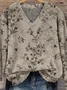 Women Floral Long Sleeve Comfy Vintage Sweater