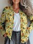 Women Knitted Floral Long Sleeve Comfy Vintage Cardigan