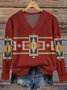 Women Gradient Pattern Long Sleeve Comfy Vintage Sweater