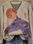 Women Animal Picture Long Sleeve Comfy Vintage Sweater