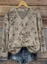 Women Floral Long Sleeve Comfy Vintage Sweater
