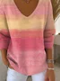 Women Cotton Ombre Long Sleeve Comfy Casual Sweater