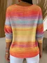 Women Cotton Colorful Gradient Print Long Sleeve Comfy Casual Sweater