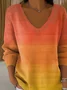 Women Cotton Ombre Long Sleeve Comfy Casual Sweater