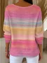Women Cotton Ombre Long Sleeve Comfy Casual Sweater