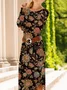 Women Floral Spring/Fall Dress Crew Neck Long Sleeve T-Shirt Dress A-Line Dress