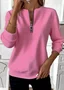 Casual Stand Collar Plain Sweatshirt