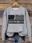 Casual Crew Neck Text Letters Sweatshirt