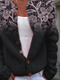 Women Knitted Floral Long Sleeve Comfy Vintage Cardigan