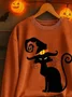 Vintage Crew Neck Cat Sweatshirt