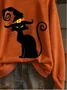 Vintage Crew Neck Cat Sweatshirt
