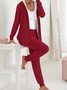 Women Plain Drawstring Two-Piece Set Daily Long Sleeve Casual Spring/Fall Coat With Pants Matching Set