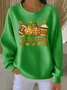 Casual Crew Neck Maple Leaf Sweatshirt