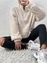 Vintage Mock Neck Plain Sweatshirt Split Joint