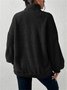 Vintage Mock Neck Plain Sweatshirt Split Joint