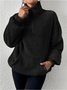 Vintage Mock Neck Plain Sweatshirt Split Joint